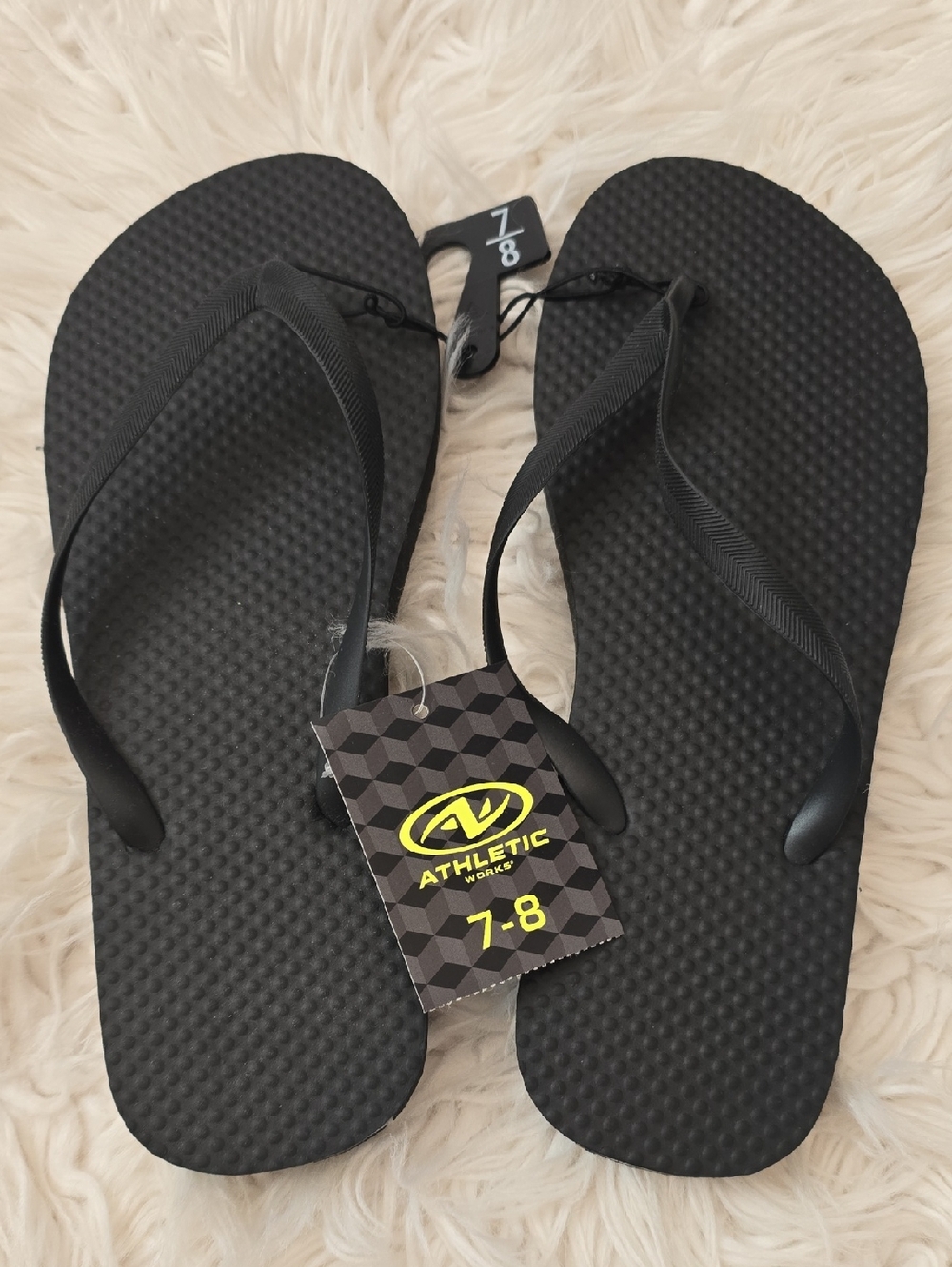 Athletic Works Black Textured Flip Flops
